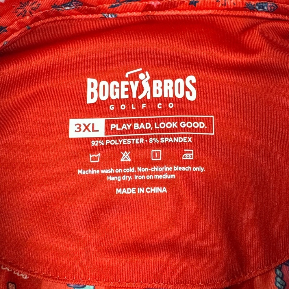 Bogey Bros Golf Co Polo Shirt USA Patriotic Graphic Print Mens Red 3XL XXXL - Picture 3 of 10